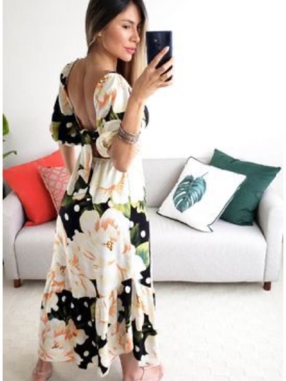 Farm Rio Floral Polka Dot Dress - Picture 2 of 7